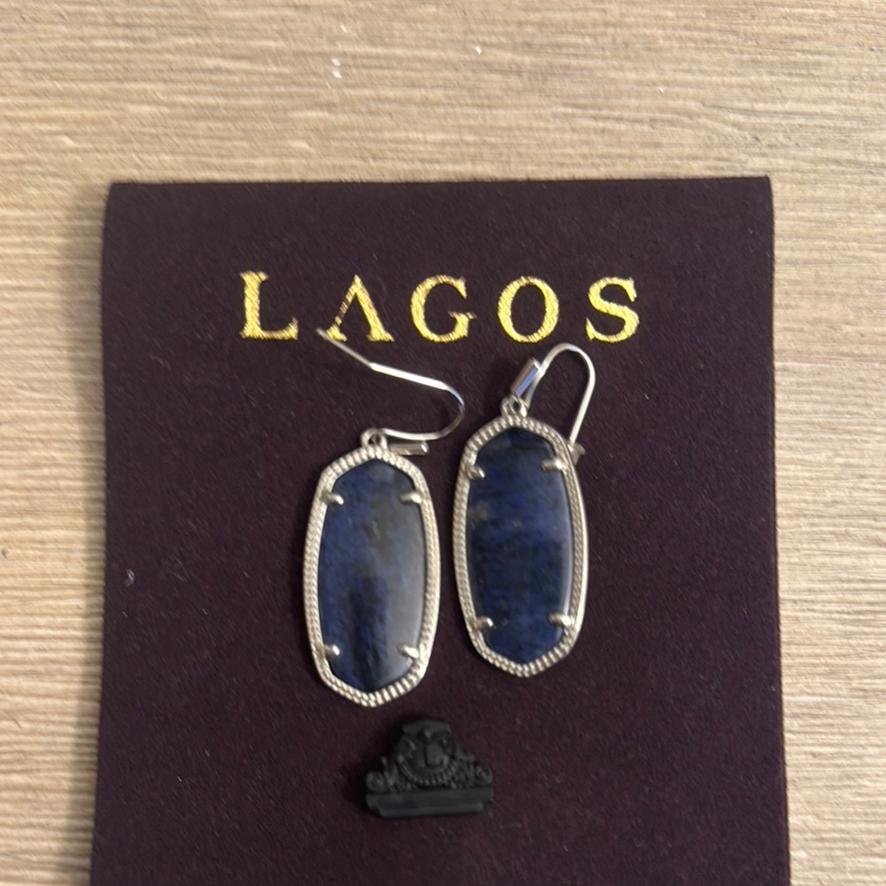 KS Silver Blue Lapiz Elle Earrings